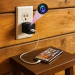 Discreet mini security camera inside a functional USB wall charger