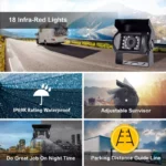 7-inch wireless backup camera and monitor kit system with HD 1080P resolution, night vision, and Bluetooth for cars, trucks, SUVs, pickups, and campers.