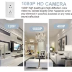 4K UltraHD WiFi Wall AC Outlet Camera for discreet home security with app control, real-time alerts, and 10 days local storage
