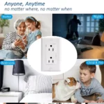 4K UltraHD WiFi Wall AC Outlet Camera for discreet home security with app control, real-time alerts, and 10 days local storage