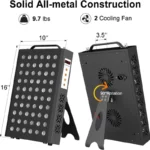 Red Therapy Light Lamp with Dual Wavelengths 660nm and 850nm for Skin and Muscle Therapy, Black Panel with Smart Timer and Adjustable Settings