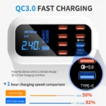 8-Port USB Charger with Quick Charge 3.0 and Type-C Port