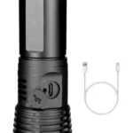 Ultra-bright 90,000-lumen flashlight with telescopic zoom and USB charging