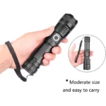 Ultra-bright 90,000-lumen flashlight with telescopic zoom and USB charging
