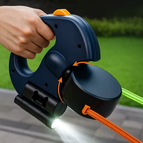 Retractable Dual Dog Leash with LED Light