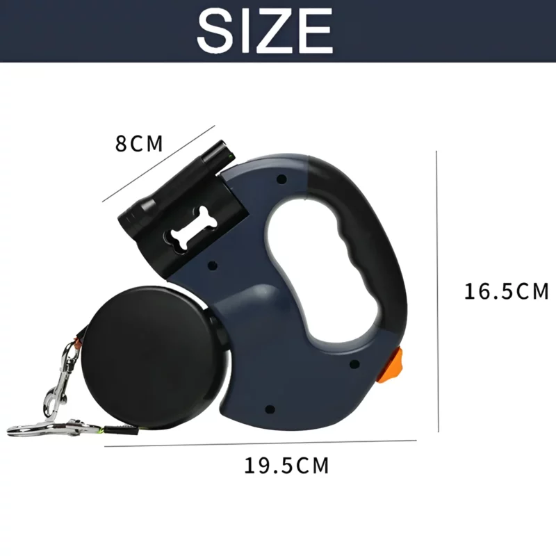 Retractable dual dog leash with 3-meter reflective leads, LED light, and 360 swivel design for small dogs and cats.